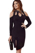 Sexy Black Funky Studded Cutout Cold Shoulder Dress